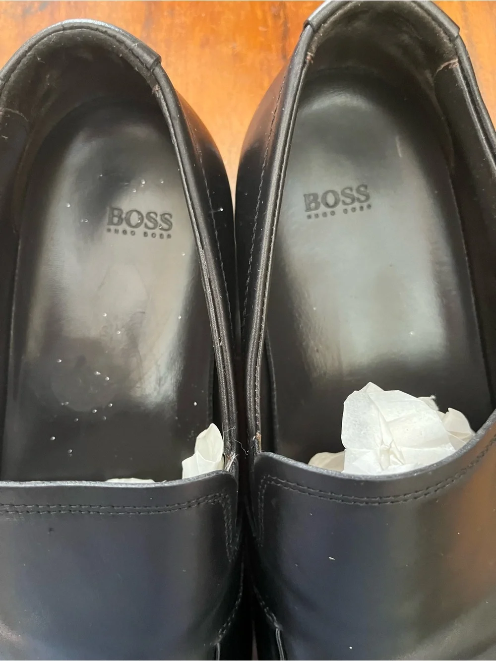 BOSS Black Leather Slip-On Loafers